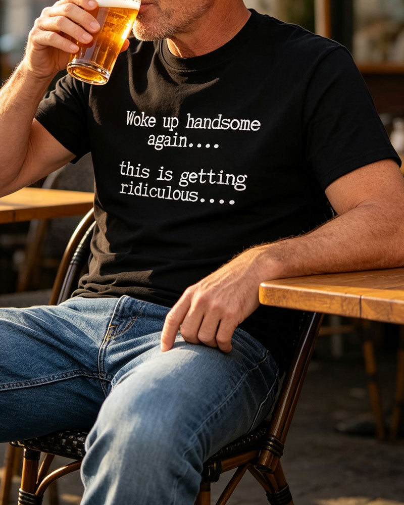 Herren T-Shirt Buchstabe Druck Rundhals