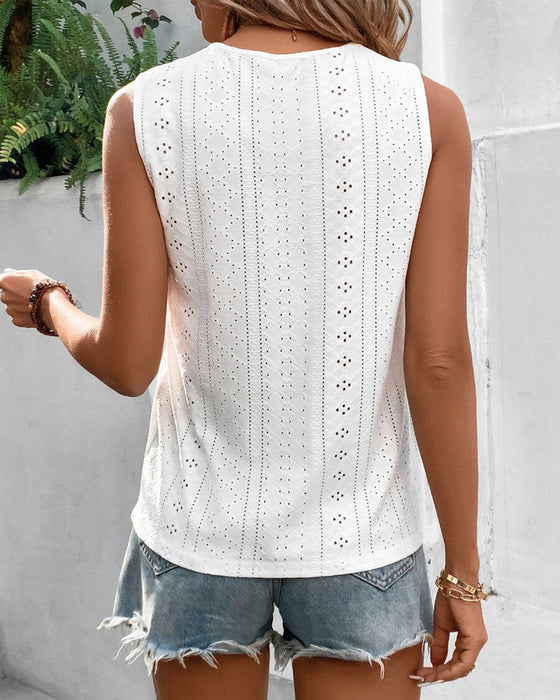 Tanktop Mit Spitzenpanel Ösenstickerei