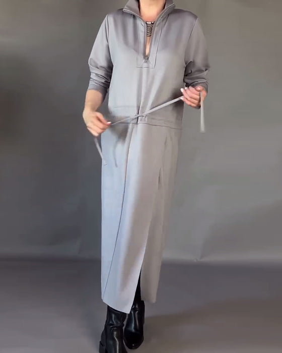 Modisches Kleid mit Halbzipp-Ausschnitt