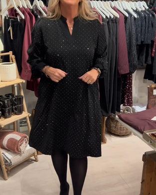 Kleid Topas Strass Laternenärmel Locker