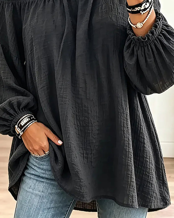 Top Off-Shoulder Locker Einfarbig Farbe