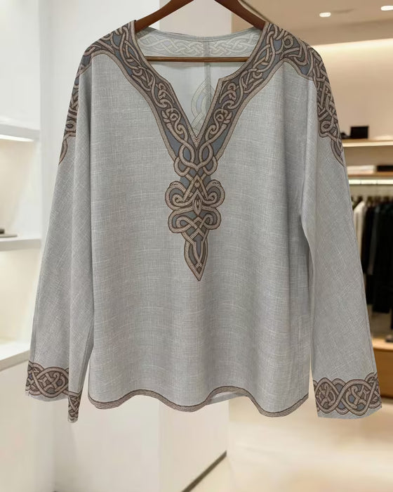 Bluse V-Ausschnitt Linie Kontrast Patchwork