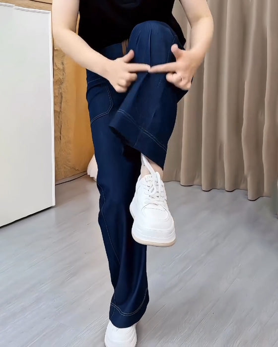 Hose lockere Passform hohe Taille schlankmachende Weitbein