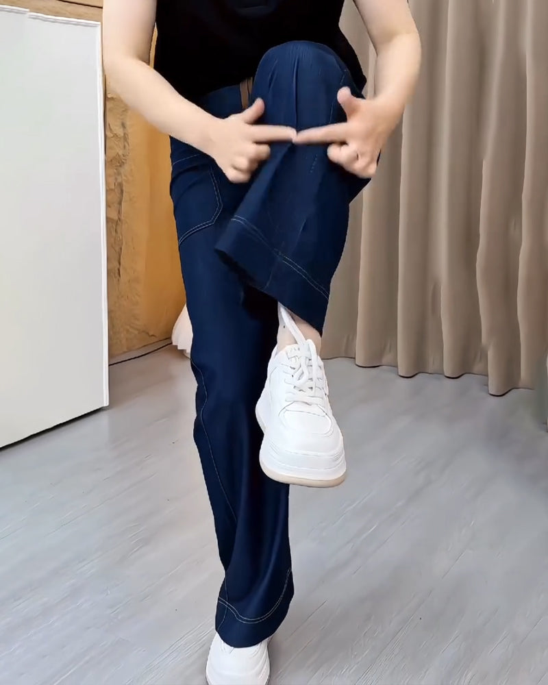 Hose lockere Passform hohe Taille schlankmachende Weitbein