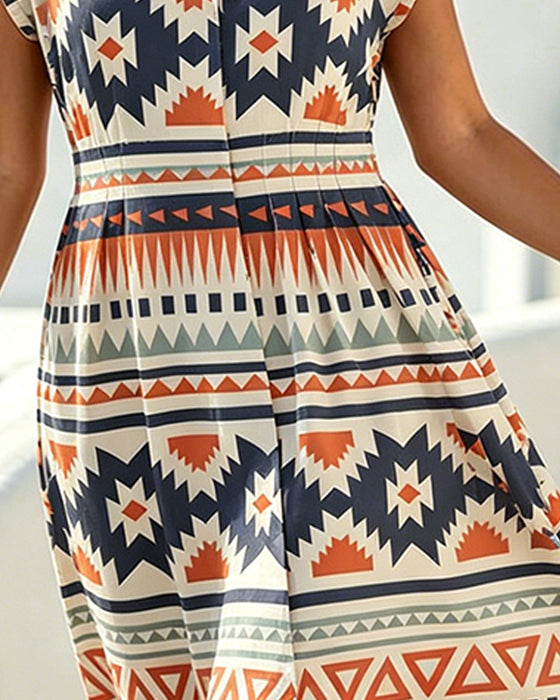 Lässiges Kleid Mit V-Ausschnitt Und Schrägausschnittschulter
