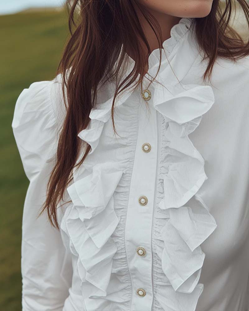 Bluse Französische Spitze Rüsche