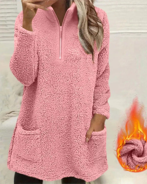 Sweatshirt Einfarbig Stehkragen
