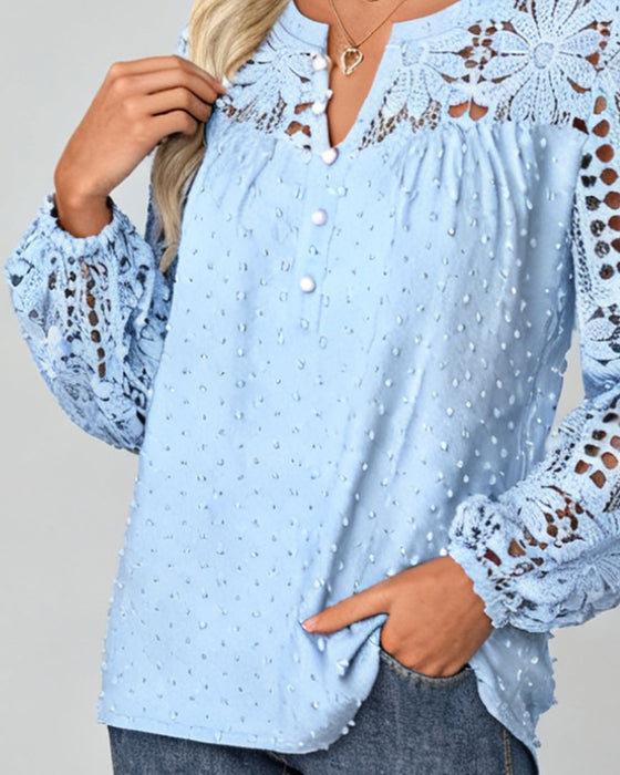 Bluse 3D-Blumen-Openwork zusammengesetzt