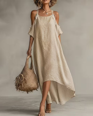 Kleid Einfarbig Unregelmäßige Textur Träger