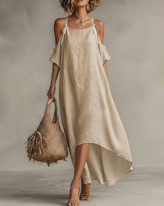 Kleid Einfarbig Unregelmäßige Textur Träger
