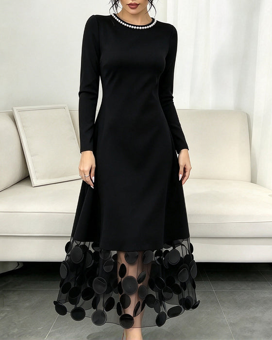 Kleid Mesh Gepunktet Patchwork