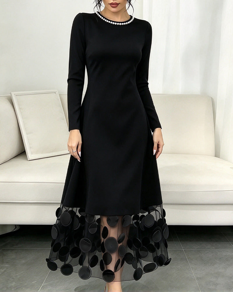 Kleid Mesh Gepunktet Patchwork