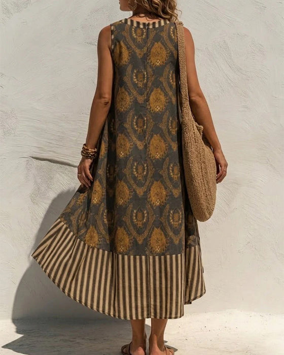 Kleid Emblem Druck Gestreift Ärmellos
