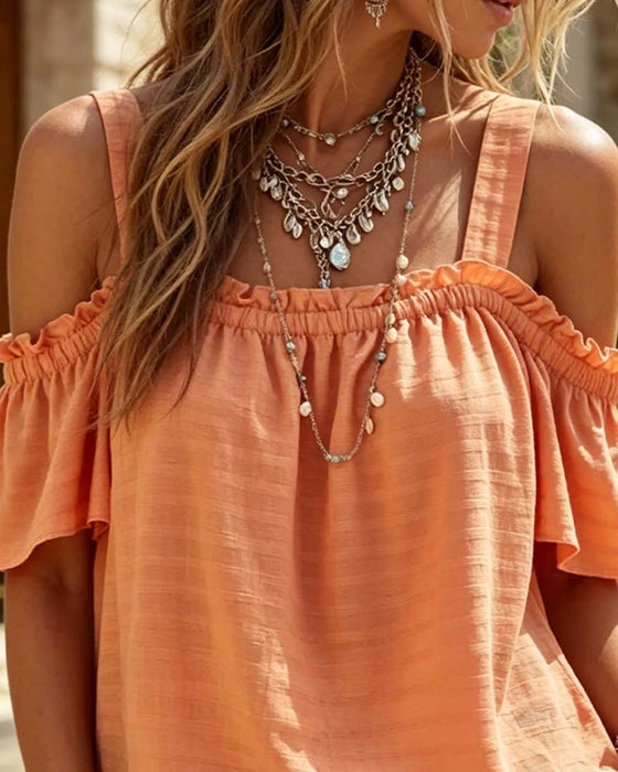 Bluse Camisole Rüsche Off-Shoulder
