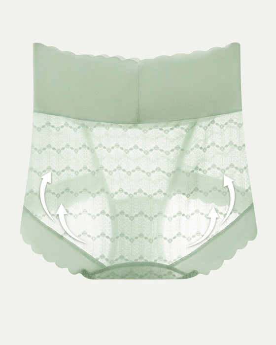 Atmungsfreie Nahtlose High-Waist Spitzen Slip