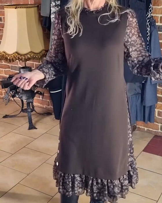 Kleid mit Rundhalsausschnitt im Fake-Zweiteiler-Look