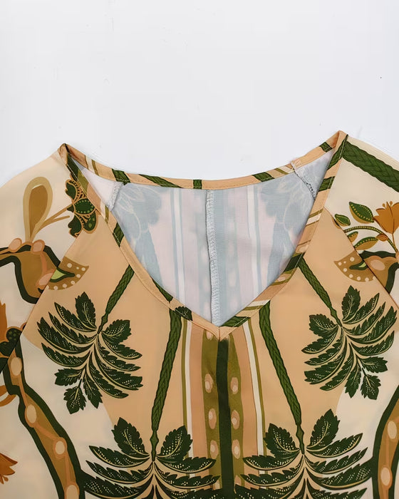 Kleid Tropischer Blumenprint Loose Fit A-Linie Kleid