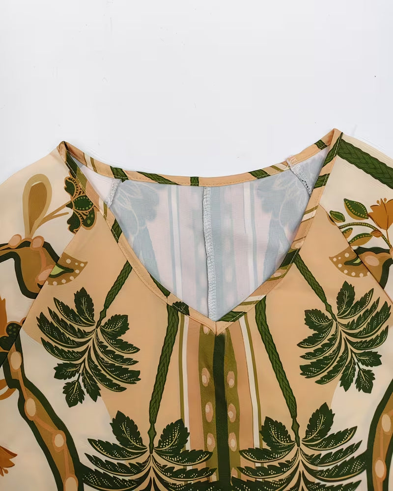 Kleid Tropischer Blumenprint Loose Fit A-Linie Kleid