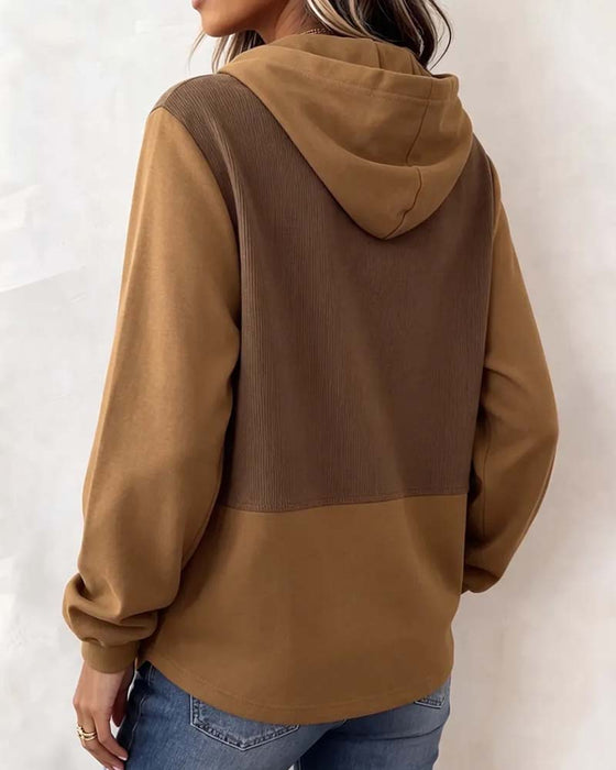 Hoodie Farbblock Mit Kapuze Asymmetrischer Saum