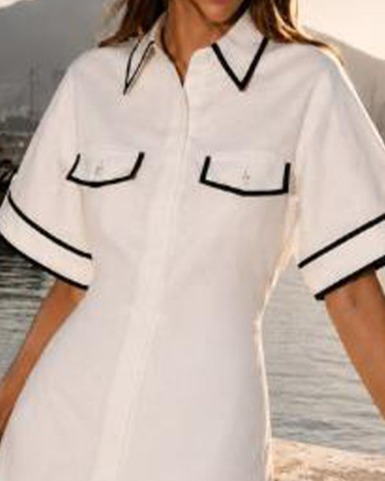 Kleid Reverskragen Kurzarm