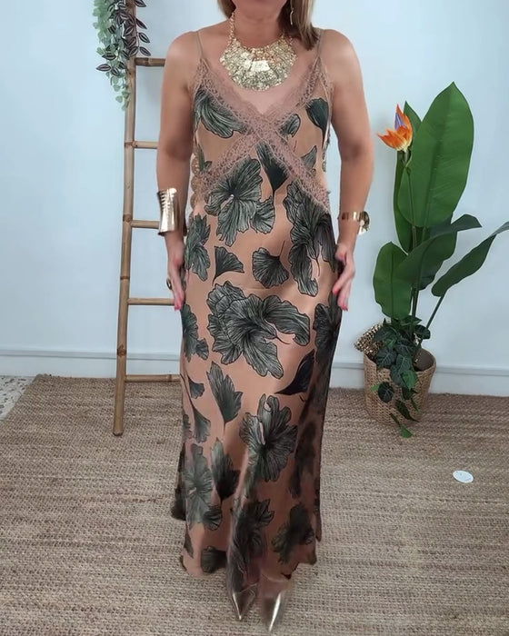 Kleid V-Ausschnitt Blumenspitze