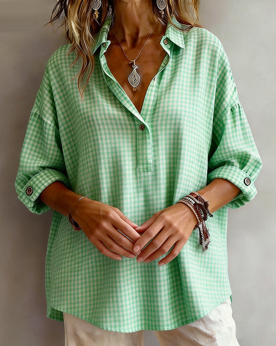 Bluse Karriert Modisch Revers