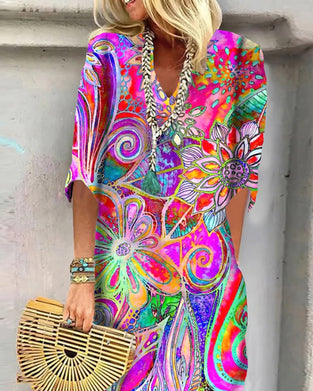 Kleid Buntes Blumenmuster