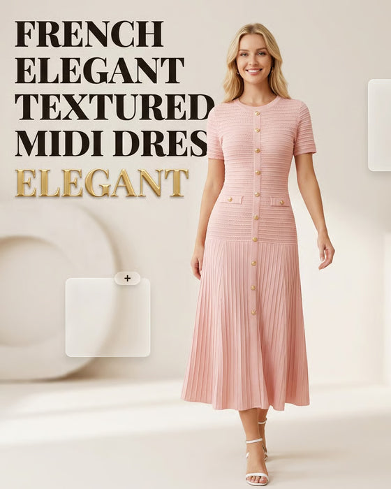 Kleid Rundhals Slim Fit Knopf Patchwork