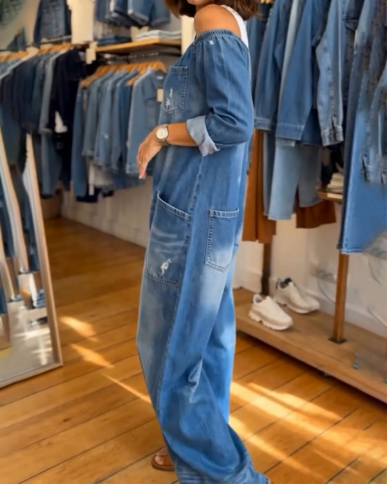 Jumpsuit Langarm Farbblock