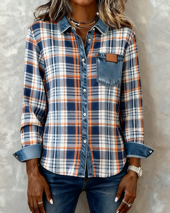 Hemd Langarm mit Kragen Karo Modisch