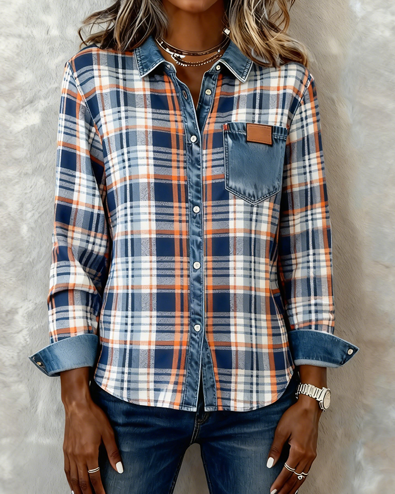 Hemd Langarm mit Kragen Karo Modisch