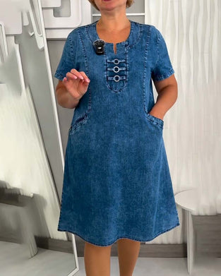 Kleid Metall Schnalle Dekor