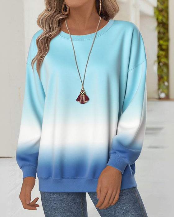 Lässiges Sweatshirt mit Farbverlauf und Rundhalsausschnitt