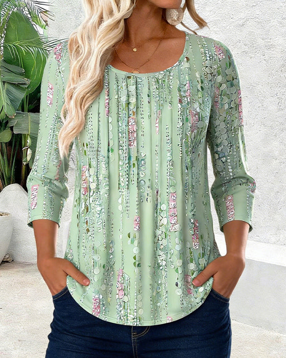 Top Feiner Glitzer Runder Halsausschnitt Langarm