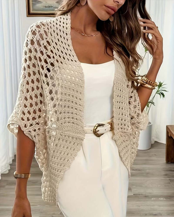Cardigan Ausgeschnitten Locker Gestrickt