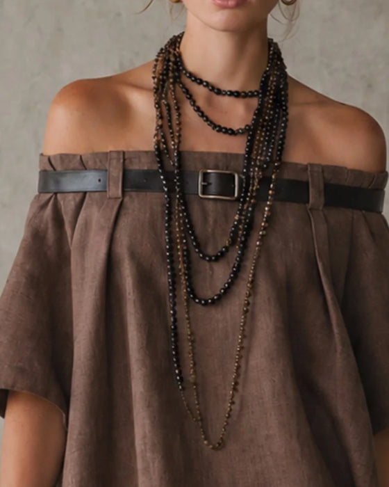 Kleid Off-Shoulder Ausgeschnitten Kurzarm