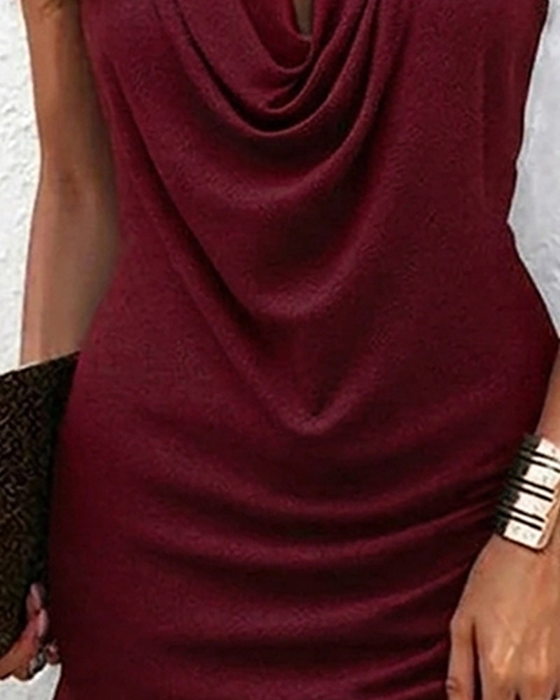 Lässiges Kleid, Drapierter Kragen, Ärmellos