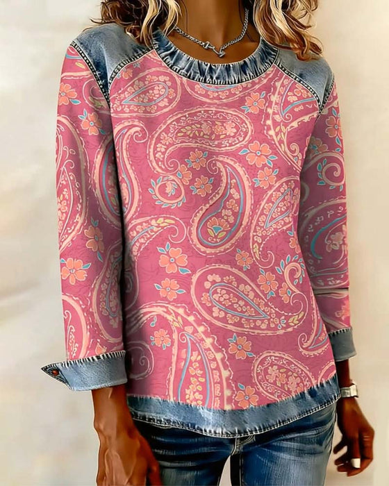 Stilvolles Sweatshirt mit Color-Blocking und Rundhalsausschnitt