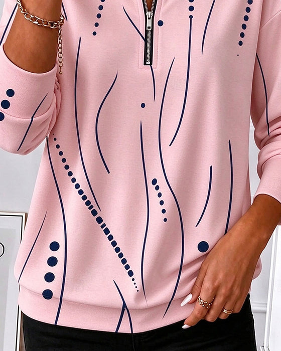 Sweatshirt Reißverschluss Linie Rundhals