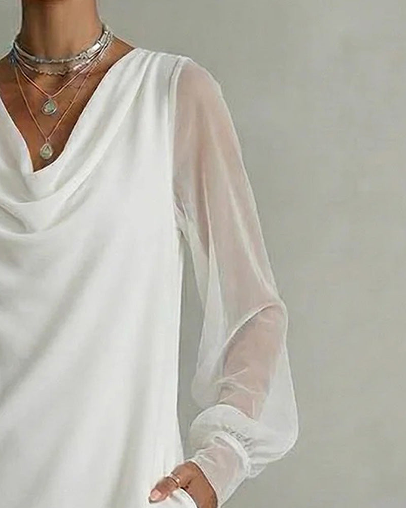Kleid Atmungsaktiv Ärmel Cowl-Neck