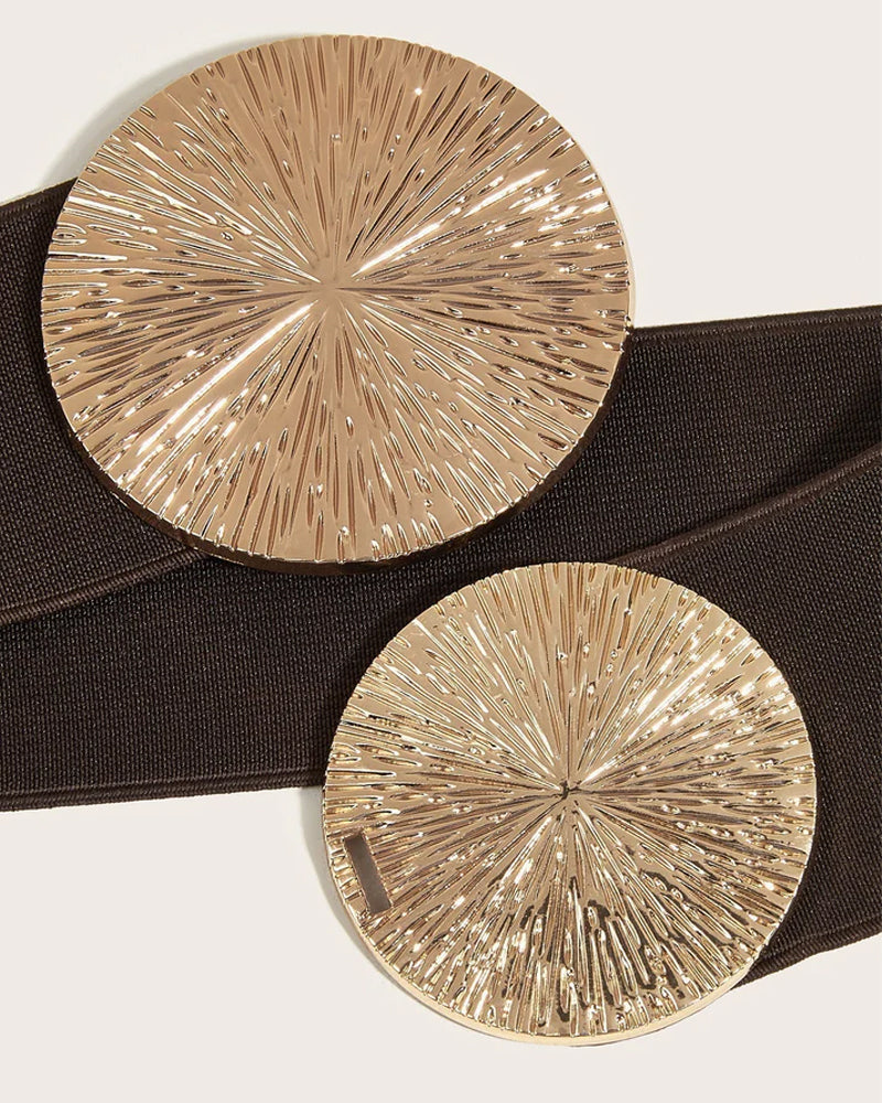 Damen Vintage elastischer Gürtel mit goldener Schnalle