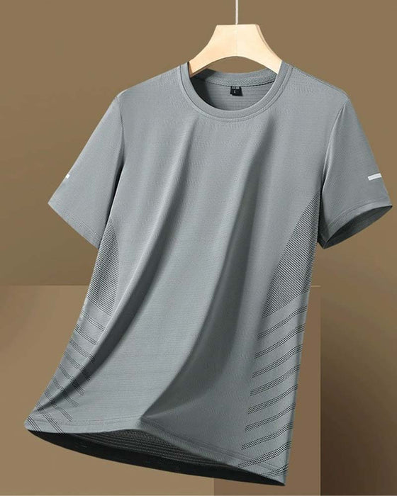 T-Shirt Seitenstreifen Herren Eis Seide