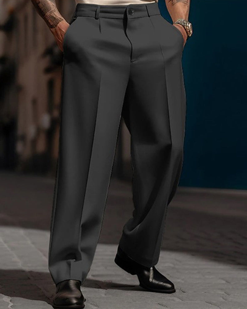 Hose Herren Lässig Plissiert Weites Bein