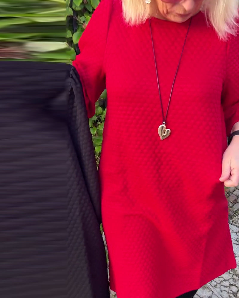 Lässiges Kleid in Volltonfarbe mit Rundhalsausschnitt