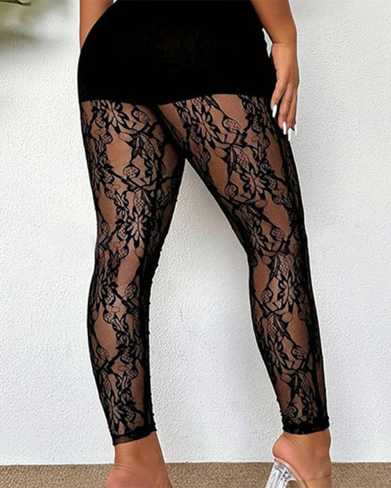 Hose Transparent Spitze Schmal