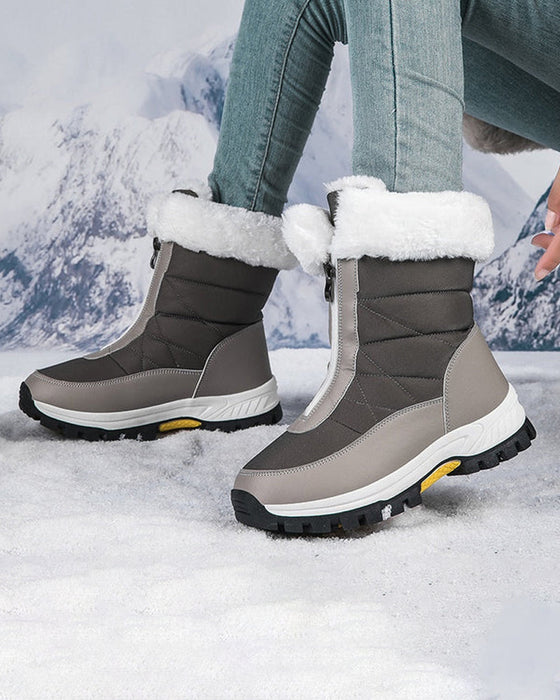 rutschfeste warme Schneestiefel mit Reißverschluss für Damen