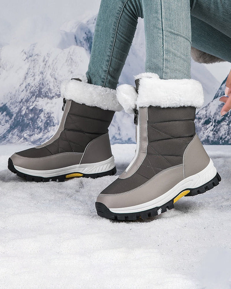 rutschfeste warme Schneestiefel mit Reißverschluss für Damen