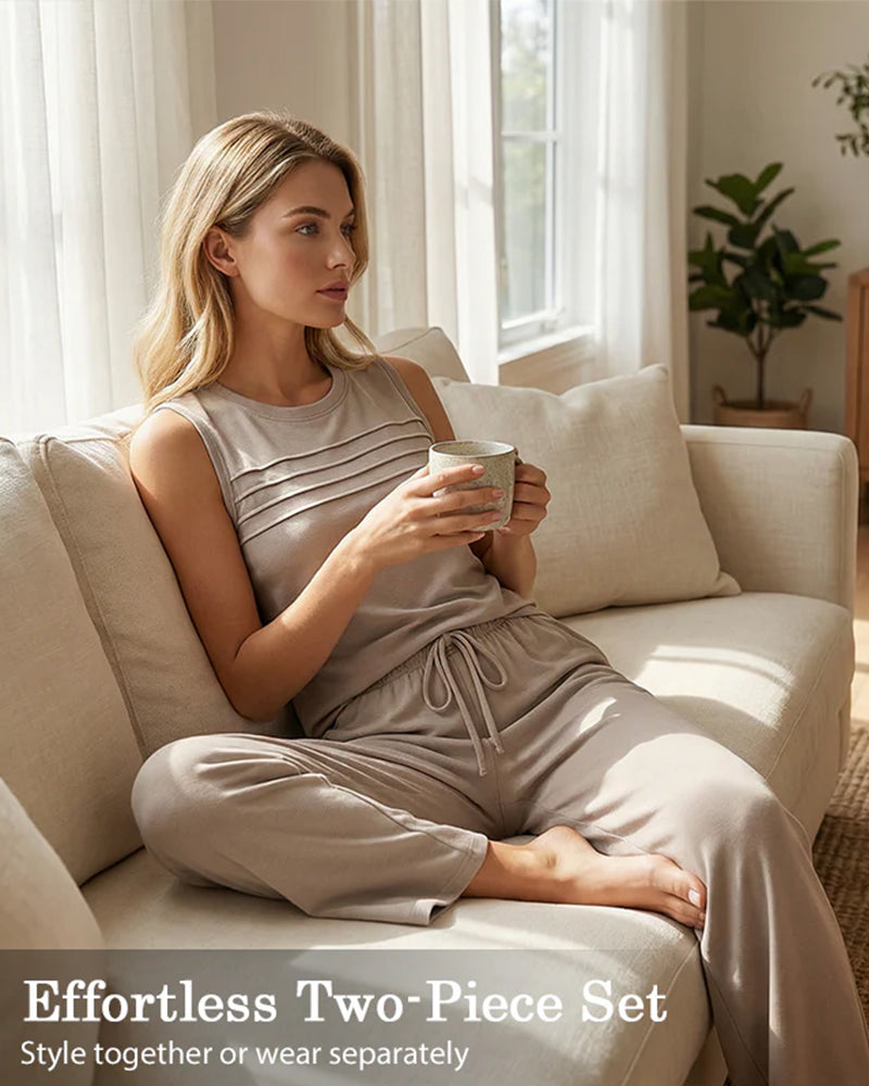 Zweiteiliges Set Plissierte Weste Top