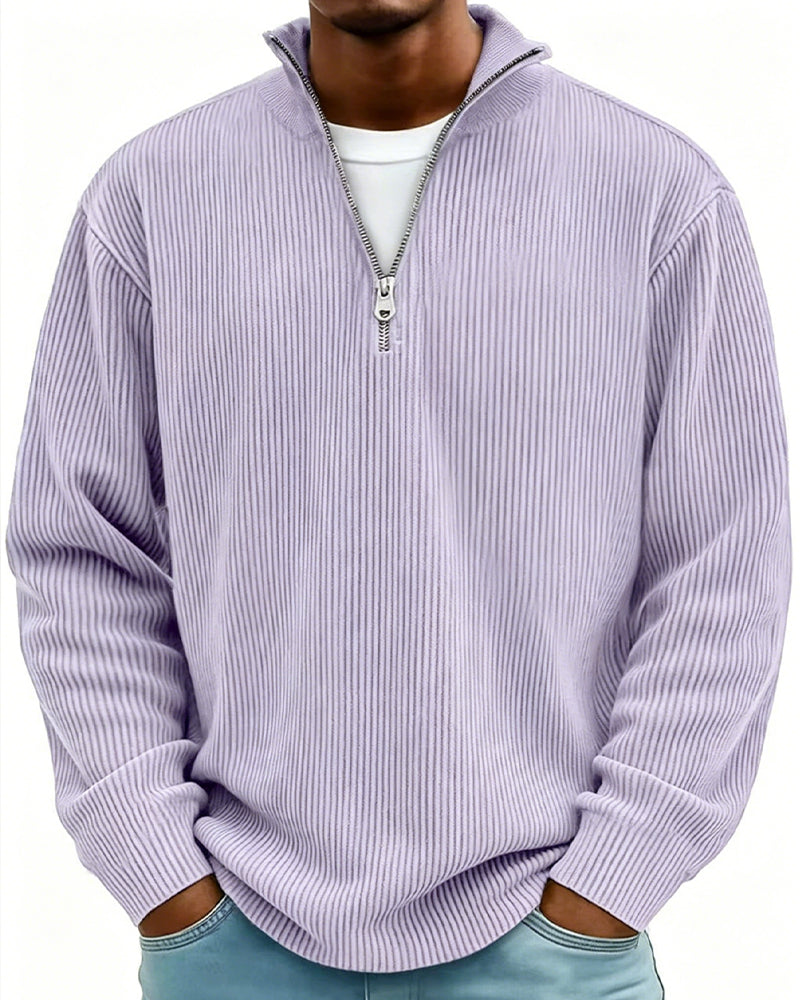 Herren Sweatshirt Reißverschluss Kragen Langer Ärmel