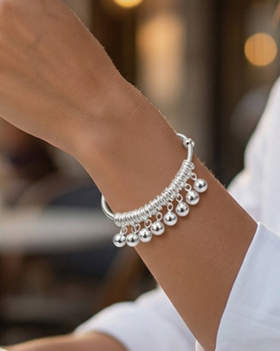 Armband Verstellbar Silber Glocke Charm Bangle